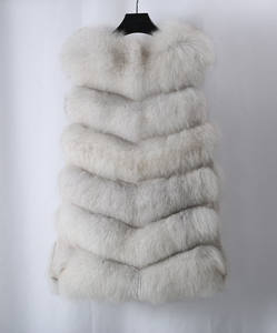 Prezzo all'ingrosso della fabbrica cappotto invernale per le donne 6 file vera pelliccia vera Gilet signore stile lungo ragazze Gilet bianco naturale pelliccia di volpe - Product Image 6