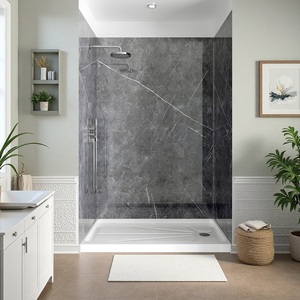 Bathroom Waterproof Shower Surround 2.8mm Thickness Marble <strong>Grey</strong> Acrylic Shower Wall <strong>Panels</strong> - Product Image 1