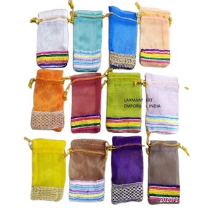Pochettes en soie potli porte-monnaie de l'inde bordures en soie organja porte-monnaie petits sacs à main en soie porte-monnaie en soie - Product Image 1