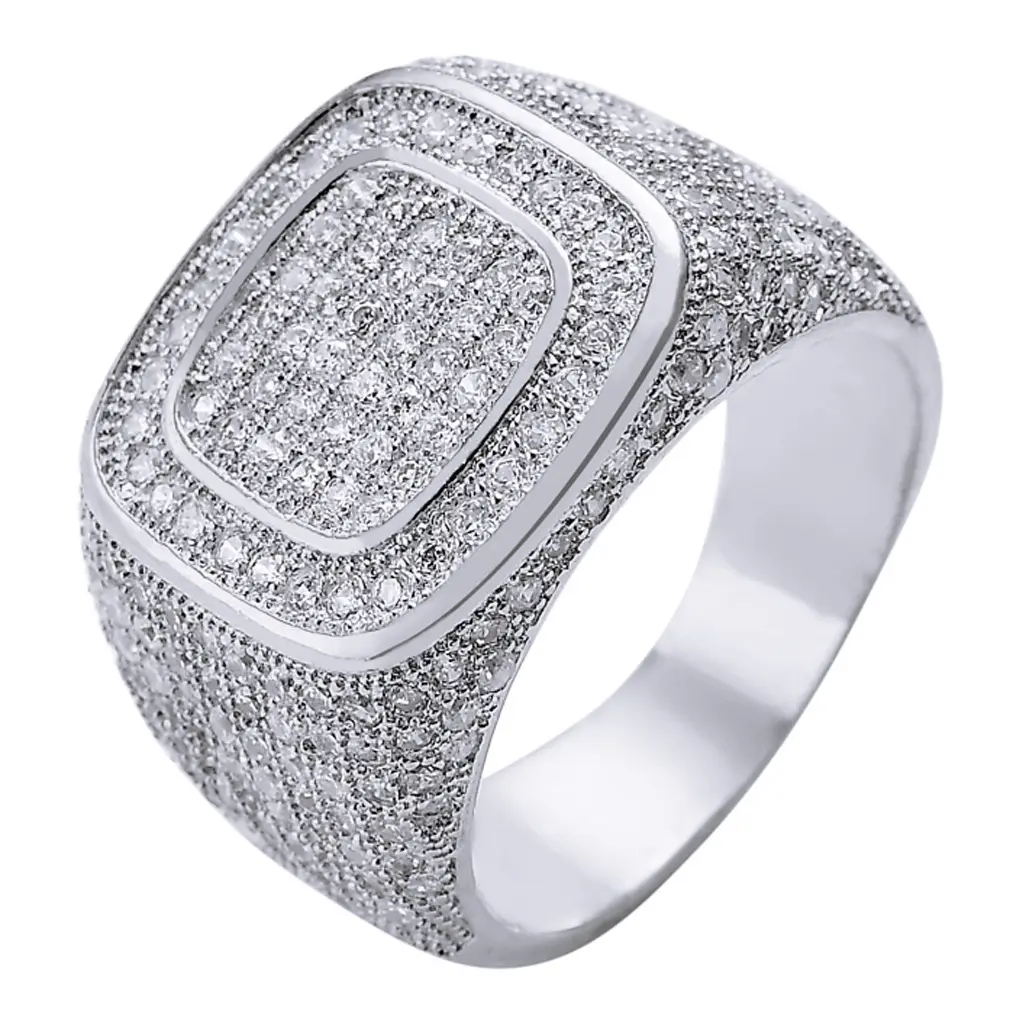 New Pass Diamond Tester VVS Moissan ite Kubanischer Ring Herren Großhandels preis Vergoldeter 925er Sterling Silber Schmuck ring für Herren