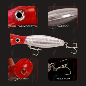 Leurre de pêche en plastique pour eau de surface 43g 120mm, Popper, Crankbait, Leurre dur artificiel avec hameçon pour Black-bass, Perche, Truite, Requin, en eau salée et en rivière - Product Image 4