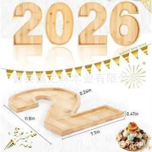 Jiazhilin Wooden Number <b>Tray</b> 20 26 Creative <b>Snack</b> Dessert Serving <b>Tray</b> For Party Decoration - Product Image 2