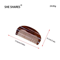 Sheshares Ensemble peigne et miroir en acétate avec logo gravé, peigne à cheveux rétro haut de gamme antistatique