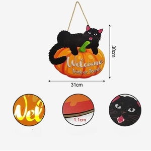 Nuovo Halloween pumpkin cat home decorazione da parete in legno elenco benvenuto <span class=keywords><strong>woodblock</strong></span> prints - Product Image 6