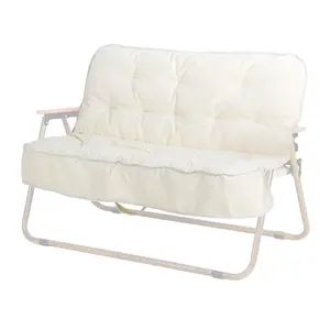 Canapé de jardin pliant double places, mobilier d'extérieur en velours blanc, LOGO personnalisé, pour événements, chaises de pelouse