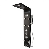 Panneau de douche spa multifonctionnel en acier inoxydable avec robinets thermostatiques, fonction pluie céramique douce et constante