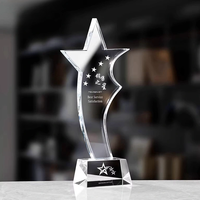 Gravure sur logo personnalisé Impression UV K9 Plaque en verre cristal Trophée étoile en verre