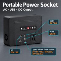 Station d'alimentation portable 97,68 Wh 100 W, alimentation de secours 26400 mAh AC DC USB-C PD65W pour le camping, les activités de plein air et la maison