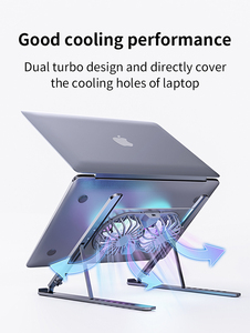 מחשב נייד אלומיניום boneruy p11f לעמוד 360 מחשב נייד סיבוב מעלות קירור לעמוד riser לעמוד עם אוהדים כפולים - Product Image 2