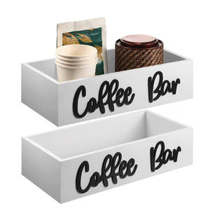 Boîte de support en bois rectangulaire Station à café Organisateur Bar pour <span class=keywords><strong>bureau</strong></span> Laque Station à café Organisateur Bar à café Boîte de support en bois - Product Image 1