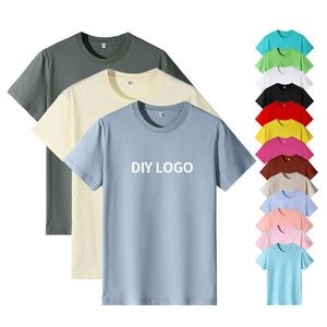 Vente en gros T-shirts surdimensionnés pour hommes 100% coton personnalisés T-shirts brodés unis sérigraphie tricotée promotionnelle - Product Image 1