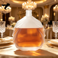 Bouteilles de vin en verre décoratif givré transparent personnalisables avec couvercles sérigraphiés, 700 ml et 500 ml