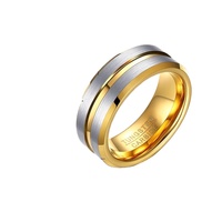 Vente flash, bagues en tungstène poli mat pour homme, 8 mm, plaquées or, bijoux, fabricant direct, livraison directe