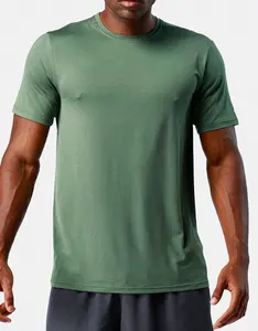 Camiseta esportiva para academia, camiseta fitness de secagem rápida masculina de poliéster 100%