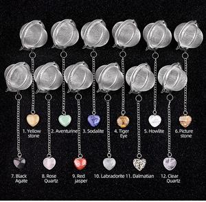 Groothandel 304 Roestvrijstalen Hartvormige Hanger Kristallen Thee-Infuser Zeef - Product Image 1