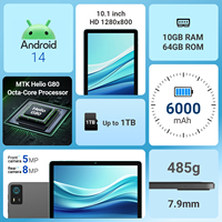 Tablette PC Android 14 Octa Core Wi-Fi 10 pouces G80 4 Go 64 Go INCELL pour usage professionnel et divertissement, modèle R10XS 2025