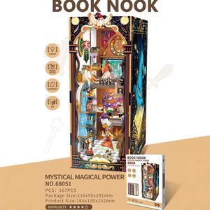 Serre-livres en bois Edo Sakura Journey, modèle de <span class=keywords><strong>maison</strong></span> miniature à assembler soi-même, bloc de construction, ornement, jouet, cadeau - Product Image 4