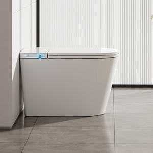 Inodoro inteligente de una pieza con sensor automático S035, bidé eléctrico de cerámica para baño, con descarga automática y sifón en P alargado. - Product Image 4