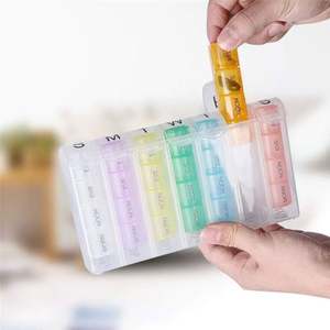 Boîte à médicaments portable en plastique à 28 compartiments, couleurs arc-en-ciel, grande capacité, logo personnalisé classique, cadeau promotionnel, boîte à pilules - Product Image 5