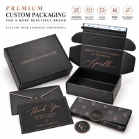 Boîte d'expédition en carton ondulé noir personnalisée avec logo en feuille d'or rose, emballages cadeaux cosmétiques pour les marques de soins de la peau, de maquillage et de parfums