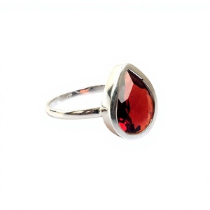 Factory Wholesale Fashion Bezel Setting Faceted Pear Shape <b>Rings</b> Sterling <b>Silver</b> 925 Hydro <b>Garnet</b> <b>Rings</b> Women's <b>Ring</b> - Product Image 1