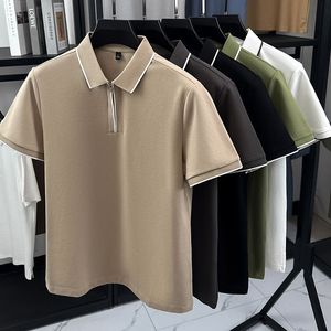 Chemise Homme Tricotée Unie à Manches Courtes, Coupe Ample, Col Revers Rétro Haut de Gamme, Personnalisable avec Logo Brodé ou Imprimé OEM - Product Image 6