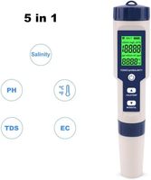 5-en-1 détecteur de qualité de l'eau numérique pratique maison intelligente ABS 9909 PH mètre stylo pour EC TDS PH température mesure de la salinité