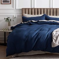 Parure de lit en coton doux 100 %, taille Queen, motif gaufré, avec taies d'oreiller pliées à motif floral