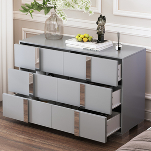 Elegant Modern Dresser with Metal Foot,Mirrored Storage Cabinet with <b>6</b> <b>Drawers</b> for Bedroom,Living Room - Product Image 2