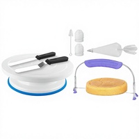 Kit de décoration de gâteaux de 64 pièces, support de nivellement, plateau tournant, 24 douilles à pâtisserie numérotées, 30+1 poches à douille, 2 spatules à glaçage, vidéo