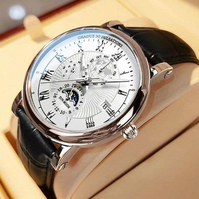Fashion Watch Classic Round Business Quartz Watch Men's Leather Men's High Quality Watch