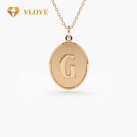 Collections de bijoux exclusives VLOVE Colliers de mode Collier d'initiales de médaillon ovale 14K