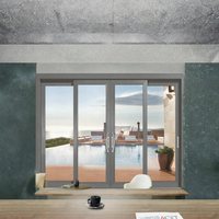 Porte coulissante en verre à cadre fin moderne en aluminium, multi-panneaux, verre trempé isolant, pour patio et balcon