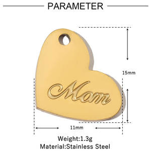 E339 titanio acero chapado en oro encanto corazón mamá amante encantos colgantes para joyería <span class=keywords><strong>amistad</strong></span> - Product Image 6