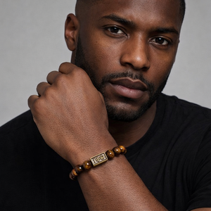 Nuova Collezione: <span class=keywords><strong>Bracciale</strong></span> Maschile Ispirato alla Fraternità Iota Phi Theta con Perle di Occhio di Tigre di Alta Qualità - Product Image 5