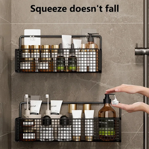 Mesh Storage Rack Wall Mounted Kitchen Fruit Sauce Vegetables Storage <strong>Basket</strong> Punch-free Bathroom <strong>Corner</strong> Organizer Shelf YY Metal - Product Image 5