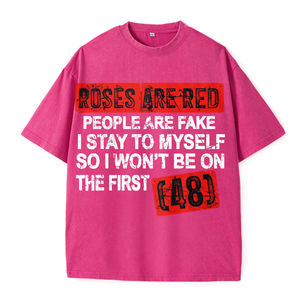 เสื้อยืดสีดำผ้าฝ้าย 100% ลายดอกกุหลาบสีแดง ฉันจะคงเป็นตัวของตัวเอง ฉันจะไม่เป็นคนแรก 48 สตรีทแวร์แฟชั่นลำลอง - Product Image 3