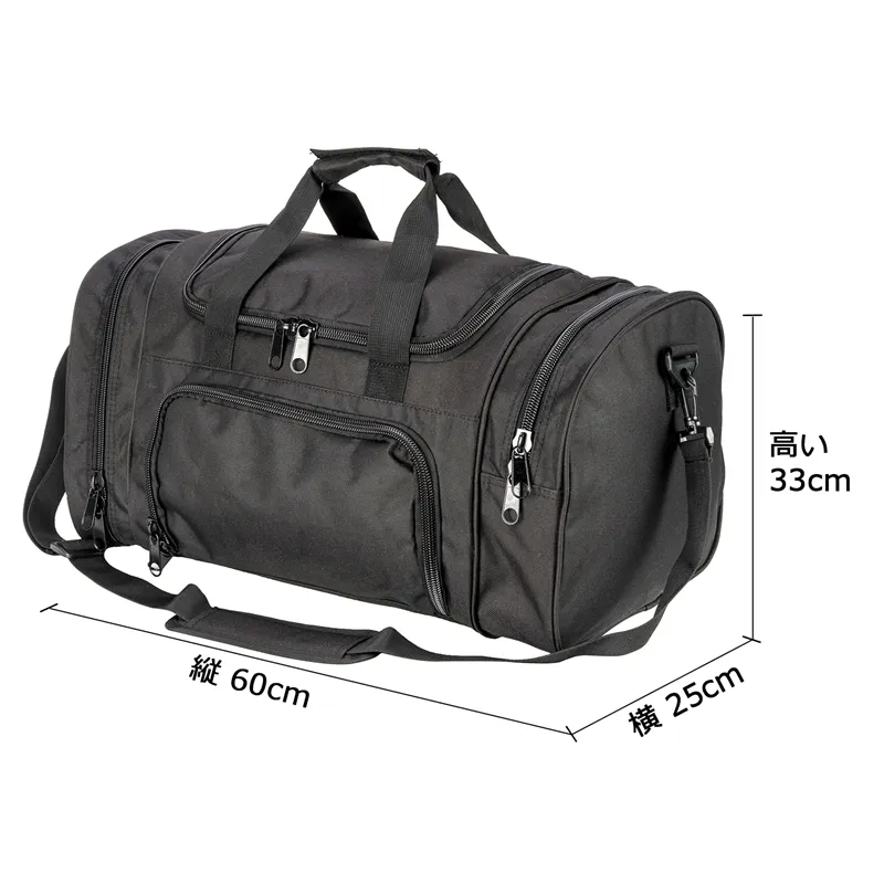 กระเป๋าเดินทางความจุขนาดใหญ่พร้อมช่องใส่รองเท้าสำหรับไปยิมท่องเที่ยวกันน้ำน้ำหนักเบาสีดำ