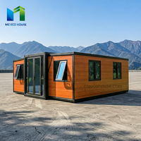 Villa conteneur préfabriquée extensible de 20 pieds, 3 chambres, bureau, bâtiment prêt à l'emploi, design moderne