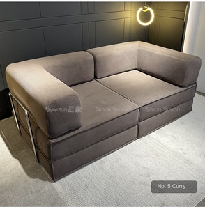 デュアルユース クリームピンク ファブリック リビングルーム モジュール ウェーブカード テディ ソファベッド コンビネーション コーナー レイジースタイル コンプレッションソファ - Product Image 6