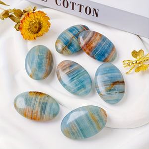 Piedra de Ónice Azul al por Mayor, Cristal de Palma Curativo, Natural, Pulido, Forma Ovalada, Piedra de Bolsillo para Decoración del Hogar y Regalos Navideños Únicos - Product Image 2