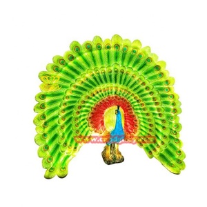 Jardín al aire libre Césped Escena nocturna Estatuas Adornos Escultura de fibra de vidrio con luces LED Artesanía de resina de pavo real - Product Image 5