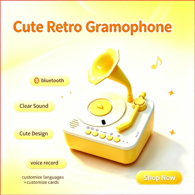 Mini Learning Machine Educational Musical Toy Flash Cards Kid's Gramphone ABC Plastic Multi-Language Support for Ages