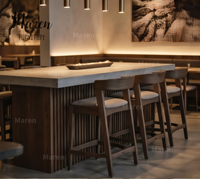 Chaise de comptoir en bois de luxe moderne, chaise haute de bar rembourrée en tissu pour hôtel, restaurant, bar, bureau
