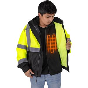 Custom Unisex 3-In-1 Bomber <b>Jacket</b> With Heated Vest Inner Battery Powered High Visibility Workwear - Product Image 1
