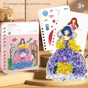 राजकुमारी पानी के रंग का रंग चित्रकला पुस्तक DIY शिल्प ड्रेस अप परिवर्तन अप प्रहार बच्चों के खिलौने हस्तनिर्मित रचनात्मक पेस्ट खिलौने