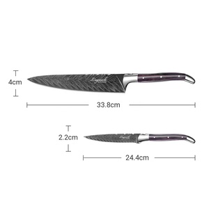 <span class=keywords><strong>Set</strong></span> di <span class=keywords><strong>Coltelli</strong></span> da Cucina di Lusso Laguiole in <span class=keywords><strong>Titanio</strong></span> Nero con Manico in Ebano, 2 Pezzi, Lame da 8,5 Pollici, Ambidestri - Product Image 2