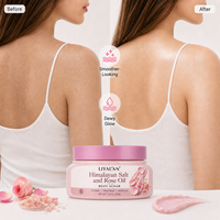 Gommage corporel personnalisé à l'huile de rose et au sel de l'Himalaya 200g, exfoliant minéral pour une peau éclatante