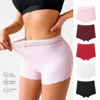 Culotte Hipster Femme Premium en Soie Glacée Tricotée à Taille Haute avec Bordure en Dentelle et Nervures pour un Confort Optimal Toute la Journée et un Port Discret Sans Coutures