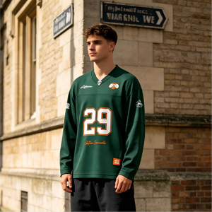 Jersey Deportivo de Manga Larga Estilo Retro Americano Unisex para Adultos, Personalizable con Sublimación, Transpirable, con Logotipo Personalizado - Product Image 3